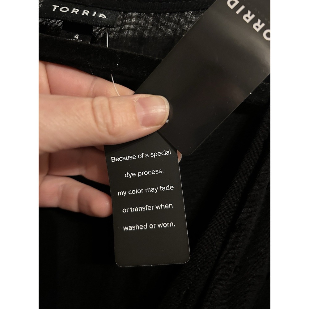 NWT Torrid 4 Dress 26 Midi Swiss Linen Surplice Wrap Dress V-Neck Wrap Tie Black - Picture 7 of 16